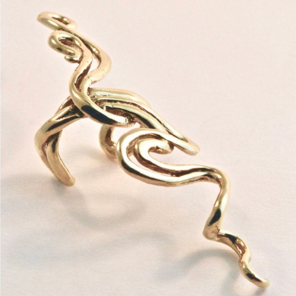 Marty Magic 14k Solid Gold Ear Cuff Spiro Swirl